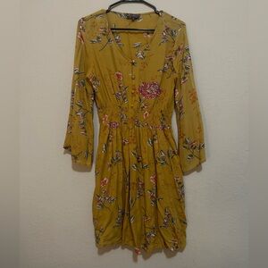 Causal Women’s, Flared Hem, Cinched Waist, Floral Decorative Mini Dress